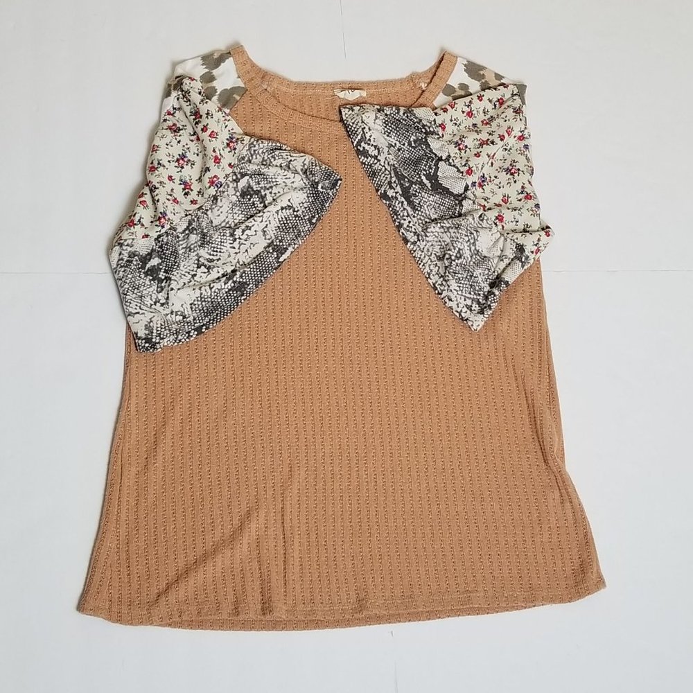 Size M BIBI Flowy Ruffle Different Pattern Blouse